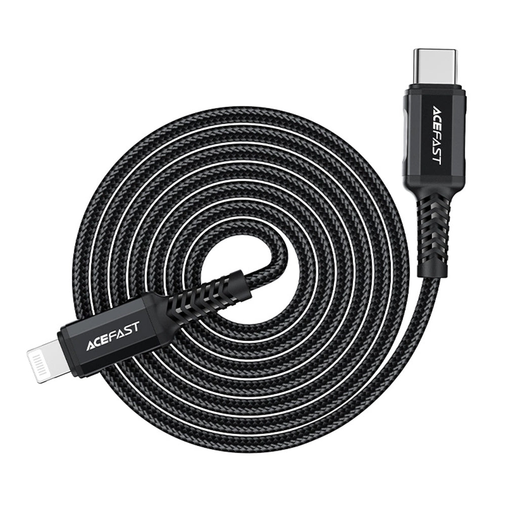 Data- en Oplaadkabel USB-C - Lightning Acefast C4-01, 30W, 1.8m, Zwart