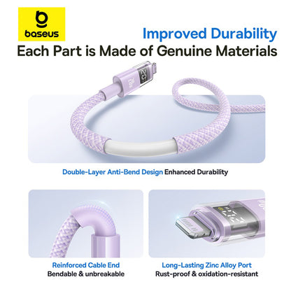 USB-C - Lightning Baseus Display 2 Data and Charging Cable, 20W, 2m, Purple P10382703511-01