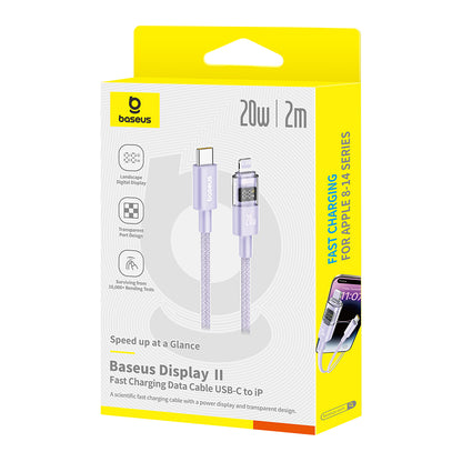 USB-C - Lightning Baseus Display 2 Data and Charging Cable, 20W, 2m, Purple P10382703511-01