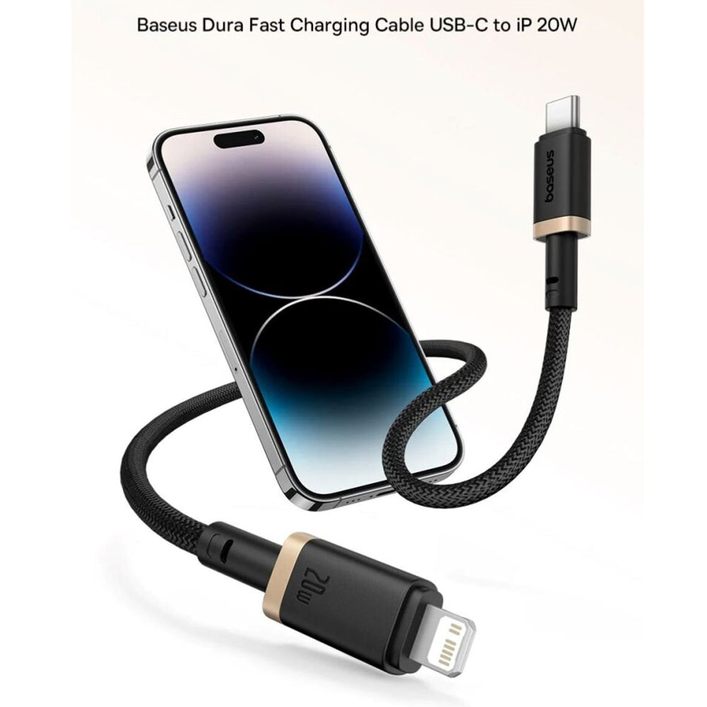 Data- en Oplaadkabel USB-C - Lightning Baseus Dura Series, 20W, 1m, Goud Zwart P10377800U01-03