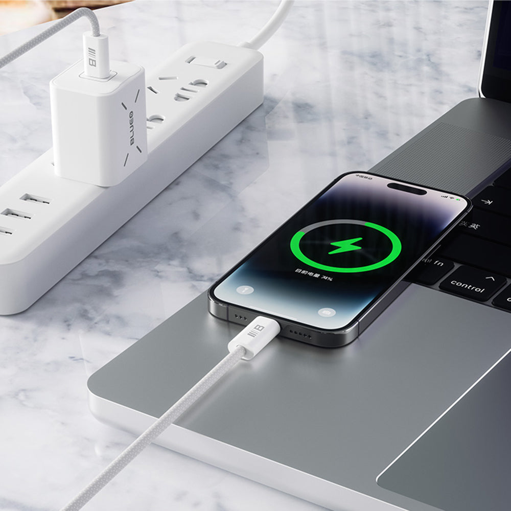 Data- en Oplaadkabel USB-C - Lightning Blueo, 20W, 2m, Wit