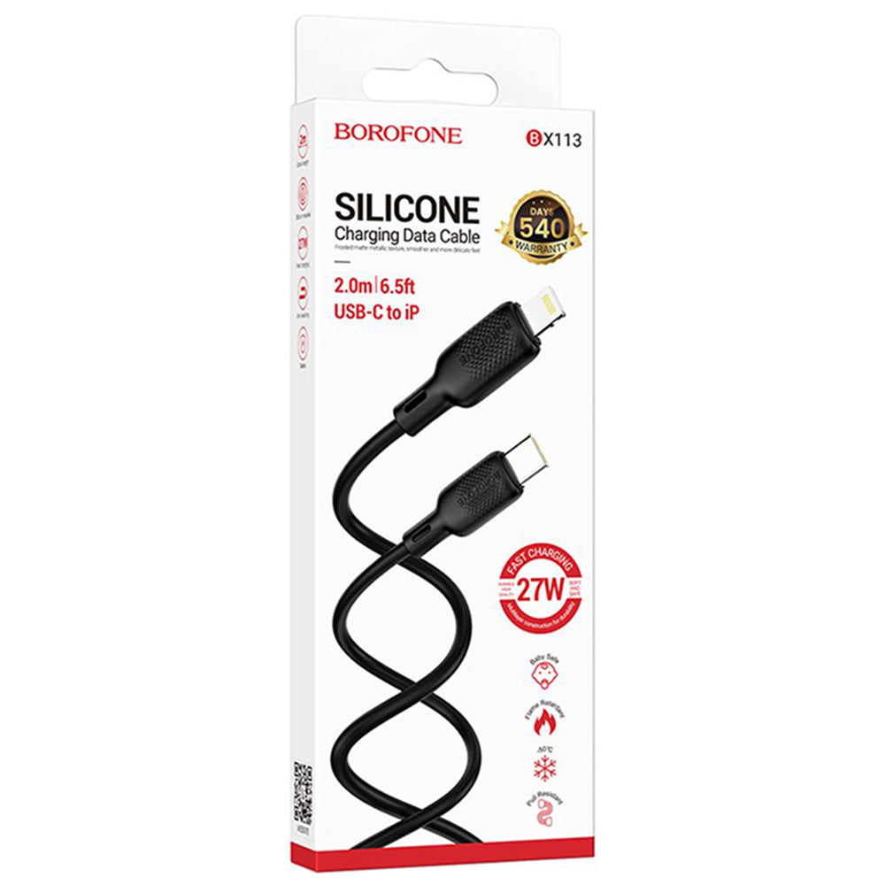 USB-C - Lightning Data- en Oplaadkabel Borofone BX113 Lenny, 27W, 2m, Zwart