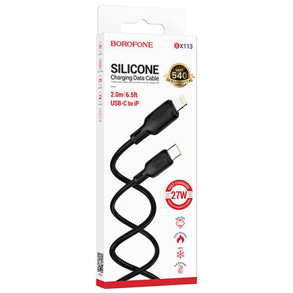 USB-C - Lightning Data- en Oplaadkabel Borofone BX113 Lenny, 27W, 2m, Zwart