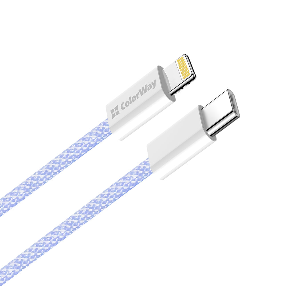 USB-C - Lightning Data- en Oplaadkabel ColorWay CW-CBPDCL061, 27W, 1m, Paars