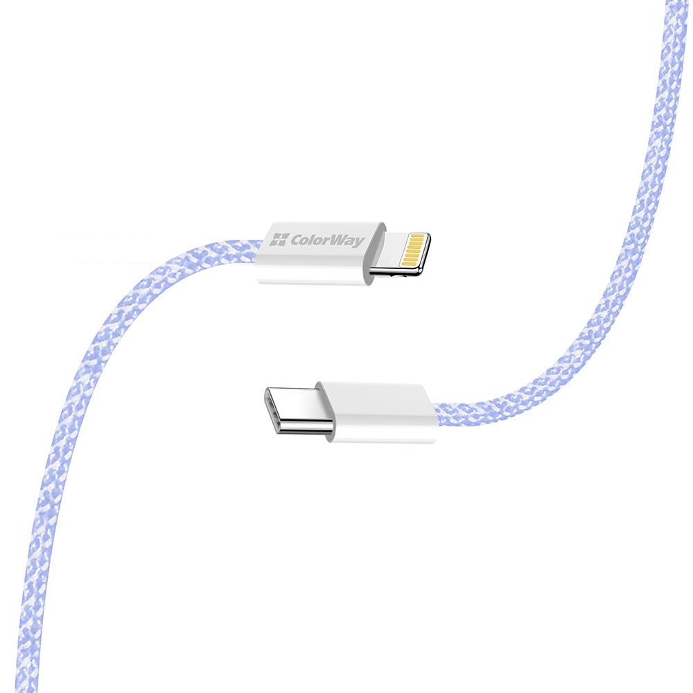 USB-C - Lightning Data- en Oplaadkabel ColorWay CW-CBPDCL061, 27W, 1m, Paars