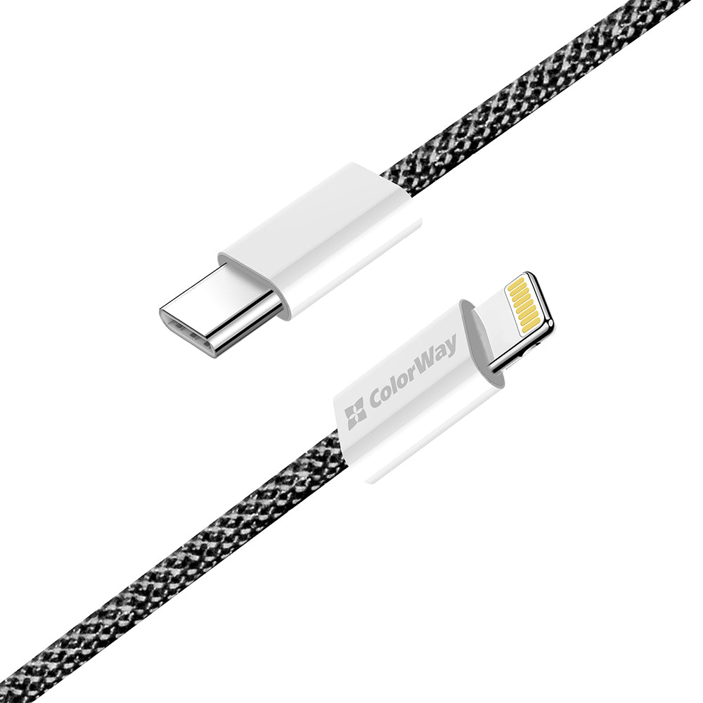 Data- en Oplaadkabel USB-C - Lightning ColorWay CW-CBPDCL061, 27W, 1m, Zwart