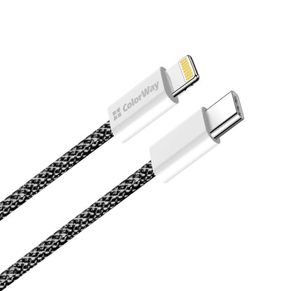 Data- en Oplaadkabel USB-C - Lightning ColorWay CW-CBPDCL061, 27W, 1m, Zwart