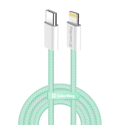 Data- en Oplaadkabel USB-C - Lightning ColorWay CW-CBPDCL061, 27W, 1m, Groen