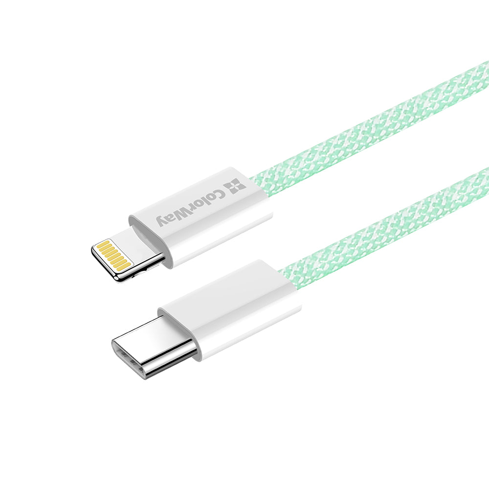 Data- en Oplaadkabel USB-C - Lightning ColorWay CW-CBPDCL061, 27W, 1m, Groen