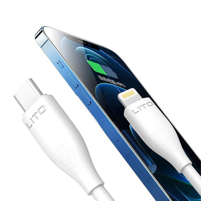 Data- en Oplaadkabel USB-C - Lightning Lito LD03, 27W, 1m, Wit