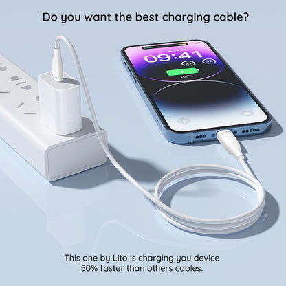 Data- en Oplaadkabel USB-C - Lightning Lito LD03, 27W, 1m, Wit