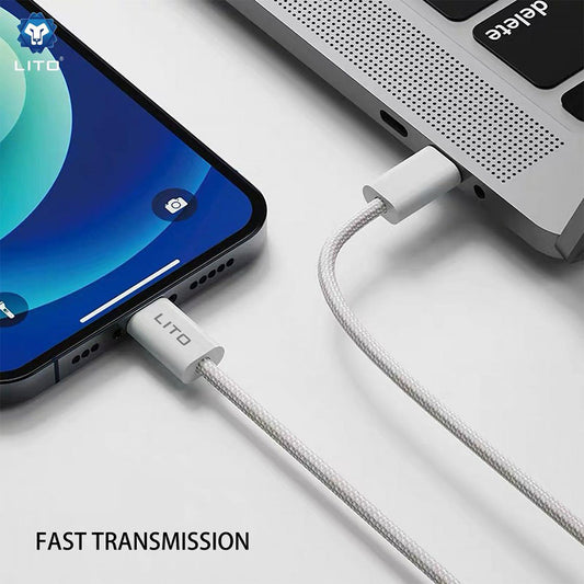 USB-C - Lightning Data- en Oplaadkabel Lito LD04CL, 27W, 2m, Wit