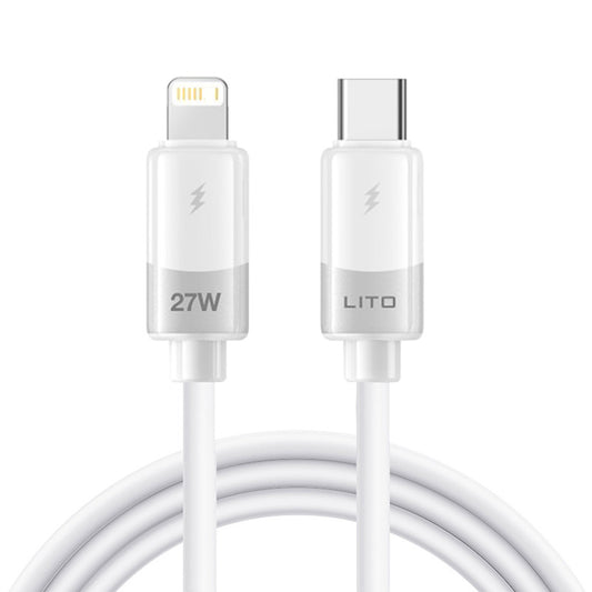 Data- en Oplaadkabel USB-C - Lightning Lito LD07, 27W, 1m, Wit