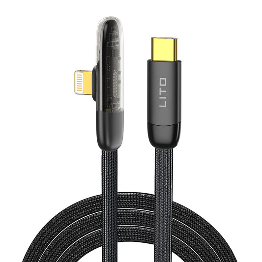 USB-C - Lightning Data- en Oplaadkabel Lito LD11CL, 30W, 1m, Zwart