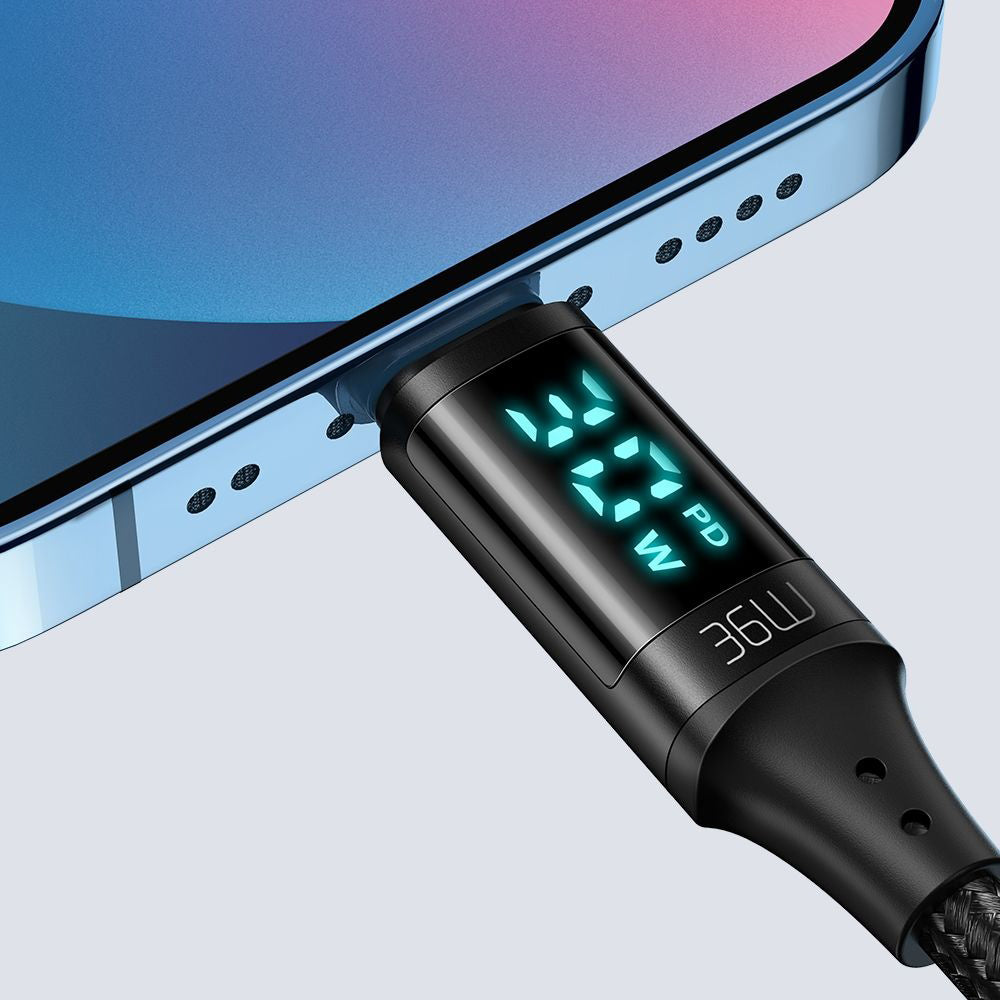 USB-C - Lightning McDodo CA-1030 Display Data- en Oplaadkabel, 36W, 1.2m, Zwart