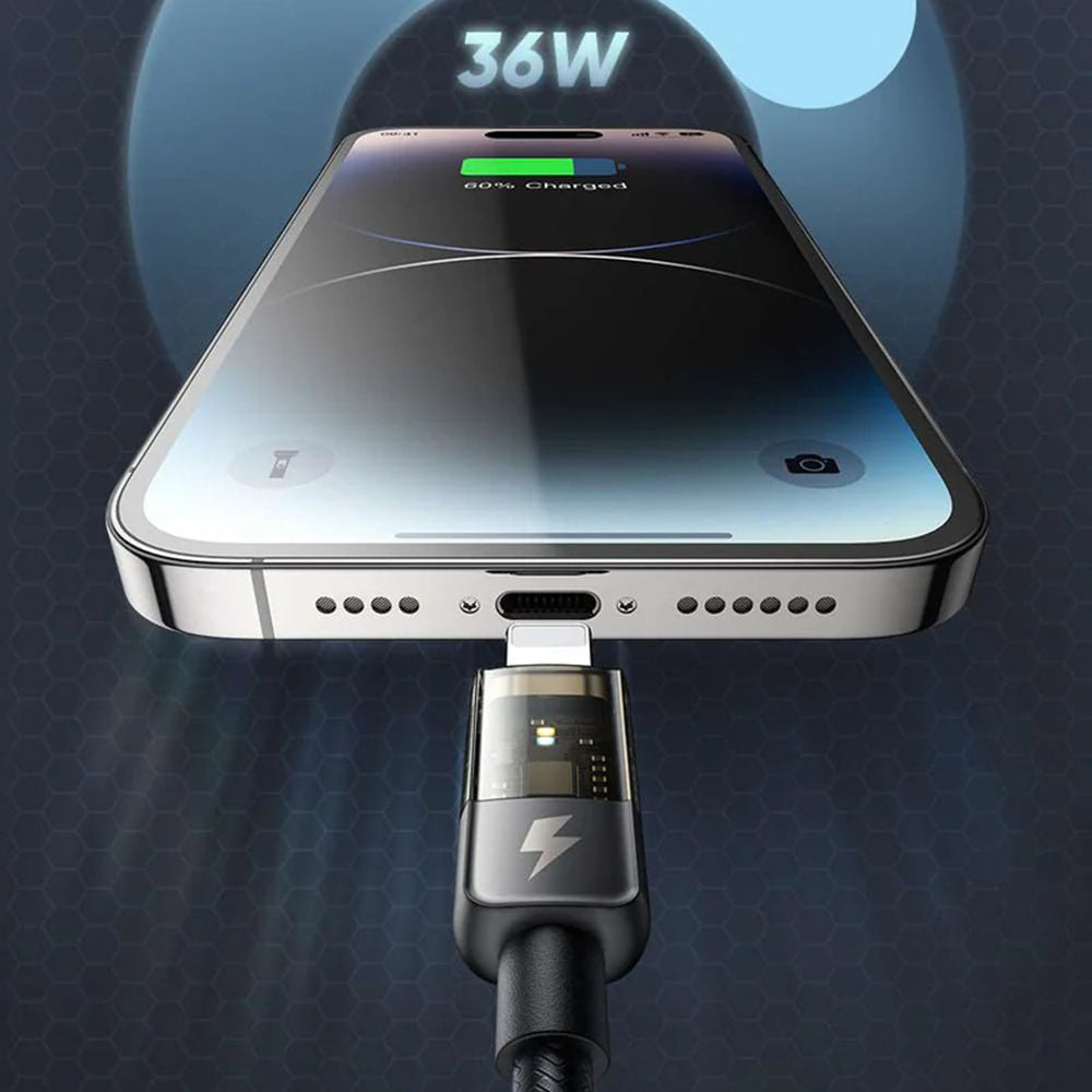 USB-C - Lightning McDodo CA-3160 Auto Power Off Data en Oplaadkabel, 36W, 1.2m, Zwart