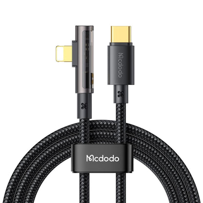 Data- en Oplaadkabel USB-C - Lightning McDodo CA-3390 Angled, 36W, 1.2m, Zwart