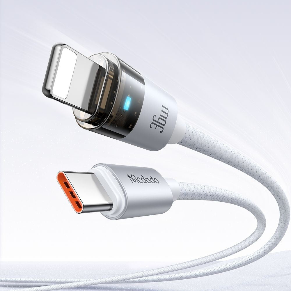 Data- en Oplaadkabel USB-C - Lightning McDodo CA-6942, 36W, 1.2m, Wit