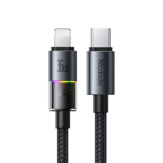 USB-C to Lightning McDodo CA-8190 Colorful Data and Charging Cable, 36W, 1.2m, Black