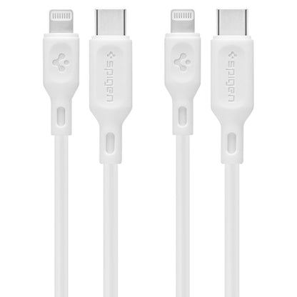 USB-C to Lightning Spigen Durasync Data and Charging Cable, 20W, 1m, White, Set of 2 Pieces