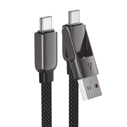 Data- en Oplaadkabel USB-C - USB-A / USB-C Acefast C13-04, 60W, 1.2m, Zwart