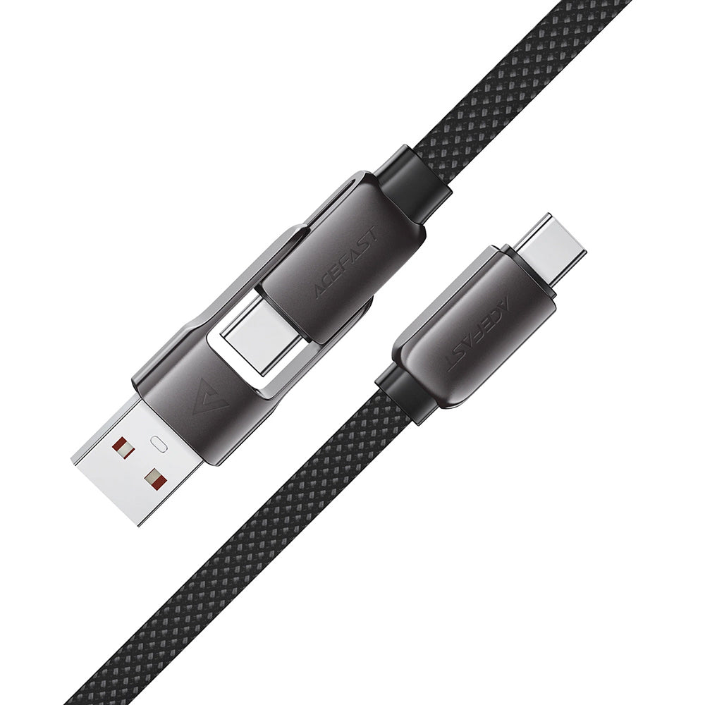 Data- en Oplaadkabel USB-C - USB-A / USB-C Acefast C13-04, 60W, 1.2m, Zwart