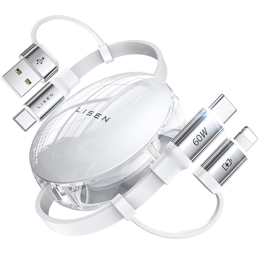 USB-C / USB-A Data- en Oplaadkabel - USB-C / Lightning Lisen, 60W, 1m, Wit YL0123030001