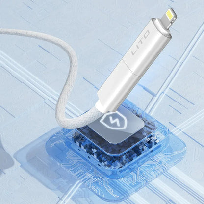 Data- en Oplaadkabel USB-C / USB-A - USB-C / Lightning Lito LD21, 100W, 1m, Zwart