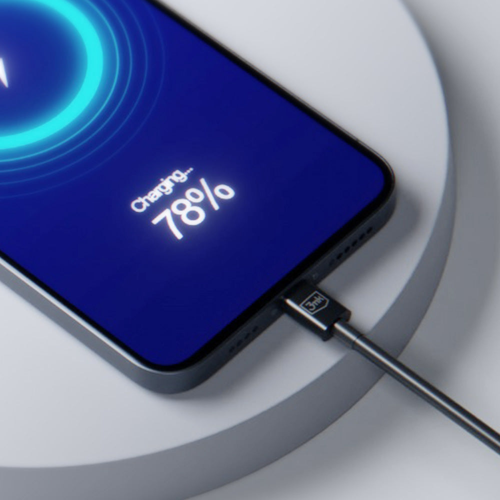 USB-C Data- en Oplaadkabel - USB-C 3MK Hyper, 100W, 1.2m, Zwart