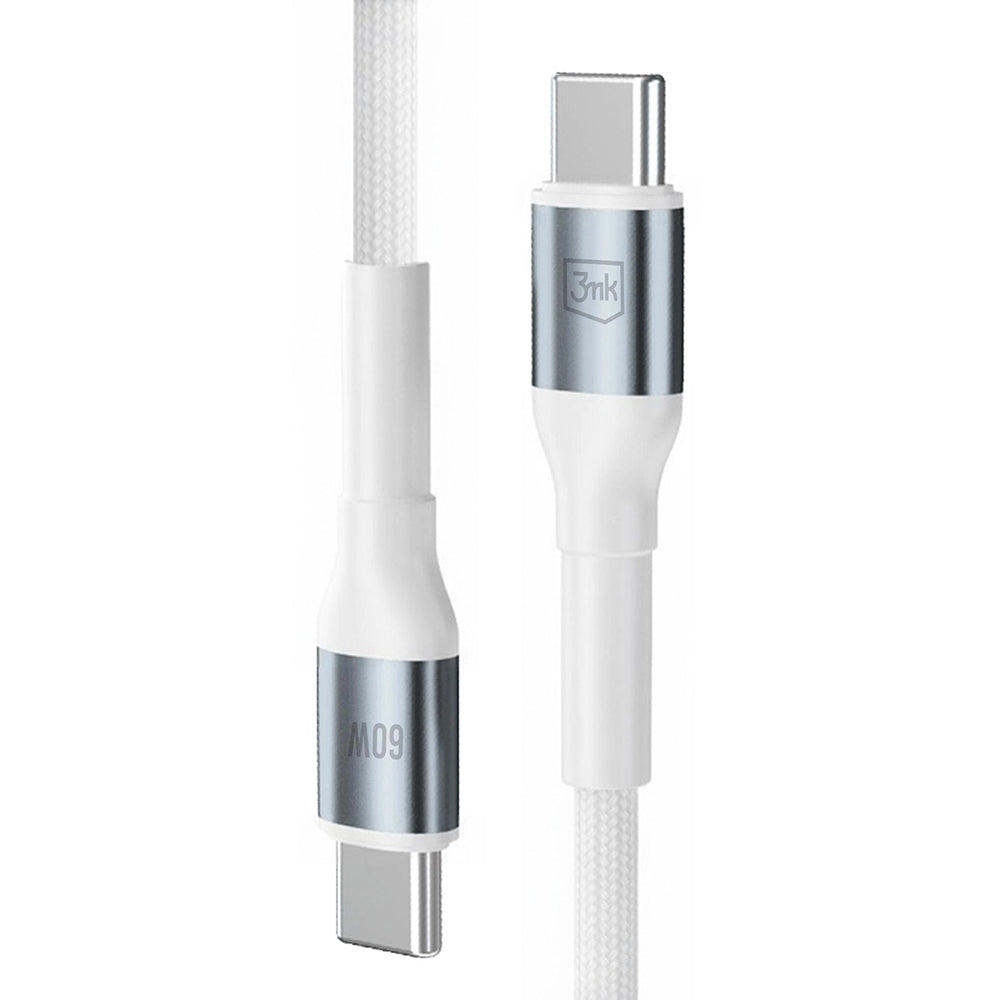 USB-C Data- en Oplaadkabel - USB-C 3MK Hyper N, 60W, 1m, Wit