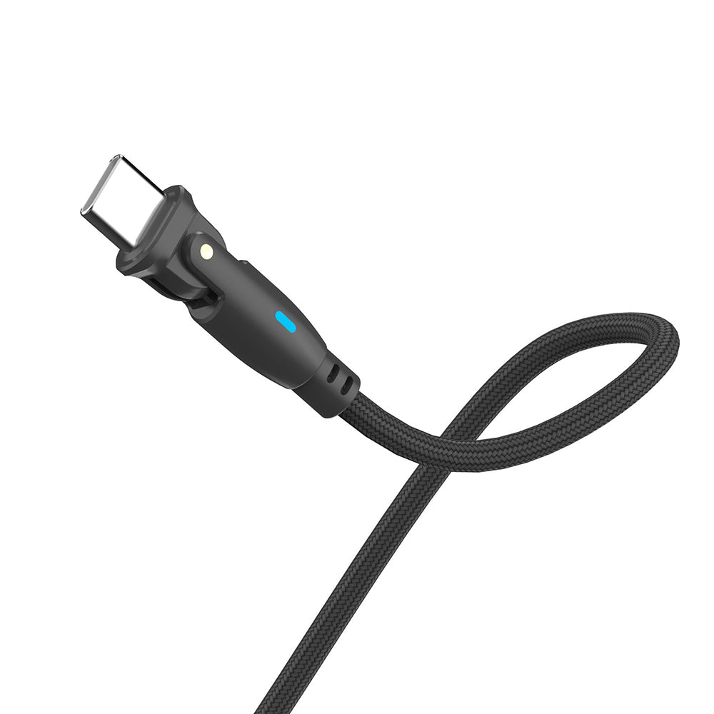 USB-C Data- en Oplaadkabel - USB-C 3MK Hyper N Hoekig, 100W, 1m, Zwart
