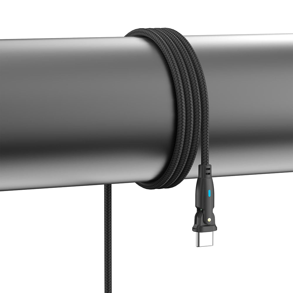 USB-C Data- en Oplaadkabel - USB-C 3MK Hyper N Hoekig, 100W, 1m, Zwart