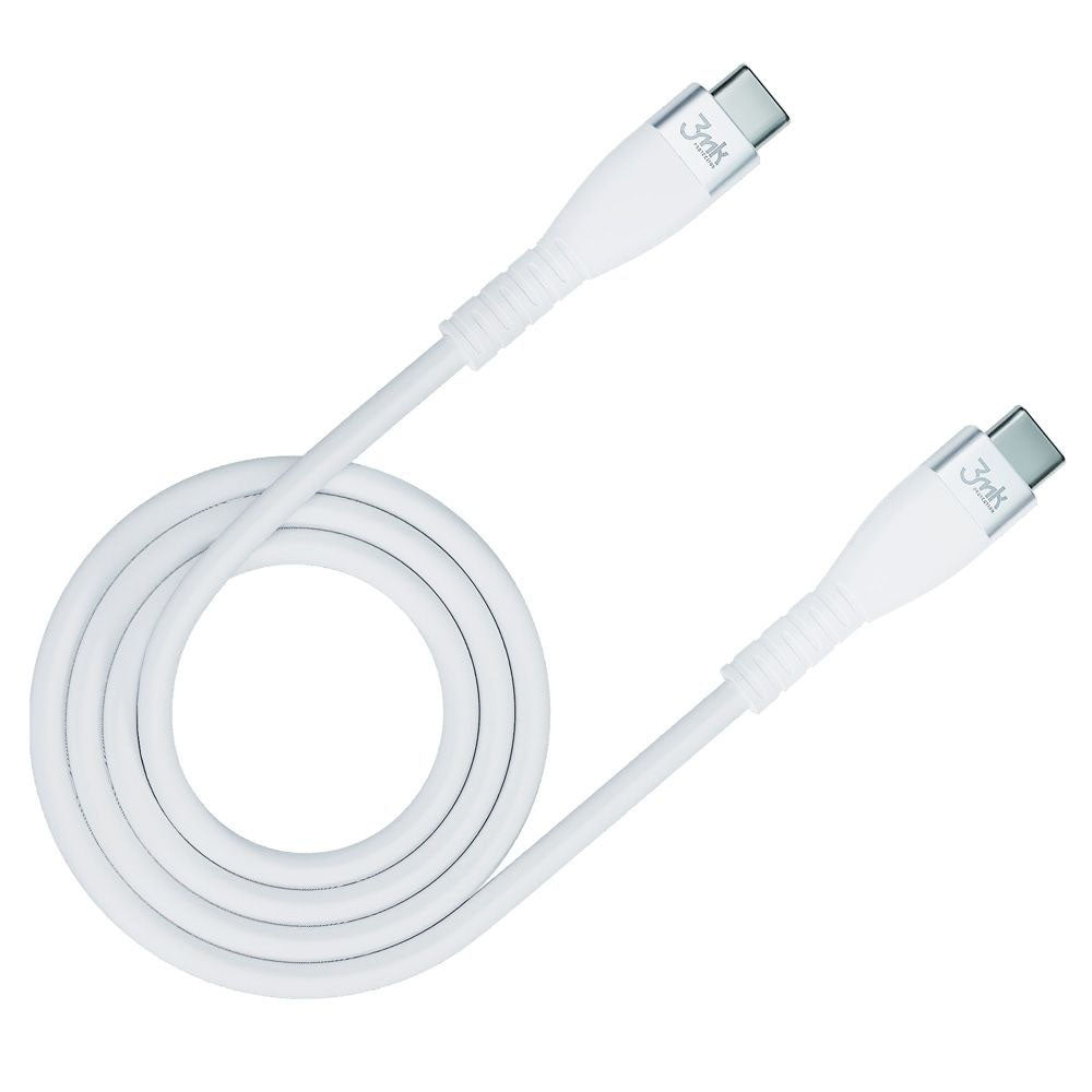 USB-C Data- en Oplaadkabel - USB-C 3MK Hyper Silicone, 60W, 1m, Wit