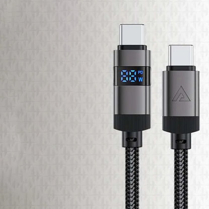USB-C Data- en Oplaadkabel - USB-C Acefast C15-03 Display, 60W, 1.2m, Zwart