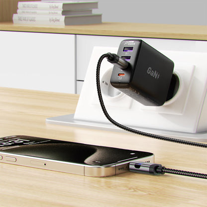 USB-C Data- en Oplaadkabel - USB-C Acefast C15-03 Display, 60W, 1.2m, Zwart