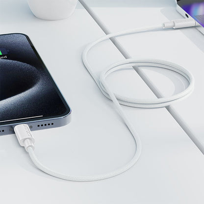 USB-C Data- en Oplaadkabel - USB-C Acefast C18-03, 60W, 1.2m, Wit