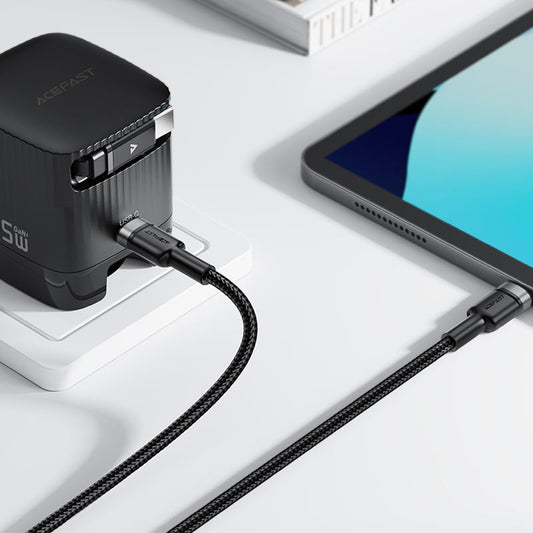 USB-C Data- en Oplaadkabel - 2 x USB-C Acefast C22-02, 100W, 1.25m, Zwart