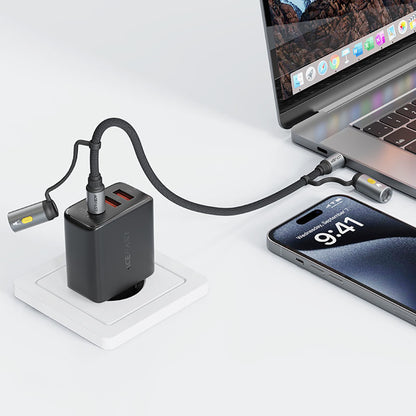 Data- en Oplaadkabel USB-C / Zaklamp - USB-C / Aansteker Acefast J4, 60W, 1.2m, Zwart