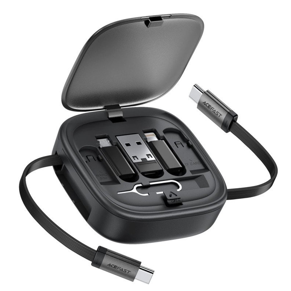USB-C - USB-C Acefast Travel J3 Data- en Oplaadkabel, 60W, 0.95m, Zwart