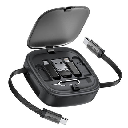 USB-C - USB-C Acefast Travel J3 Data- en Oplaadkabel, 60W, 0.95m, Zwart