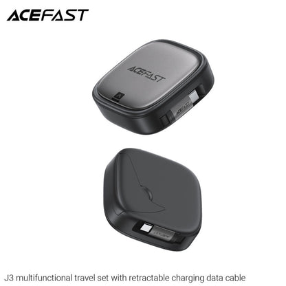 USB-C - USB-C Acefast Travel J3 Data- en Oplaadkabel, 60W, 0.95m, Zwart