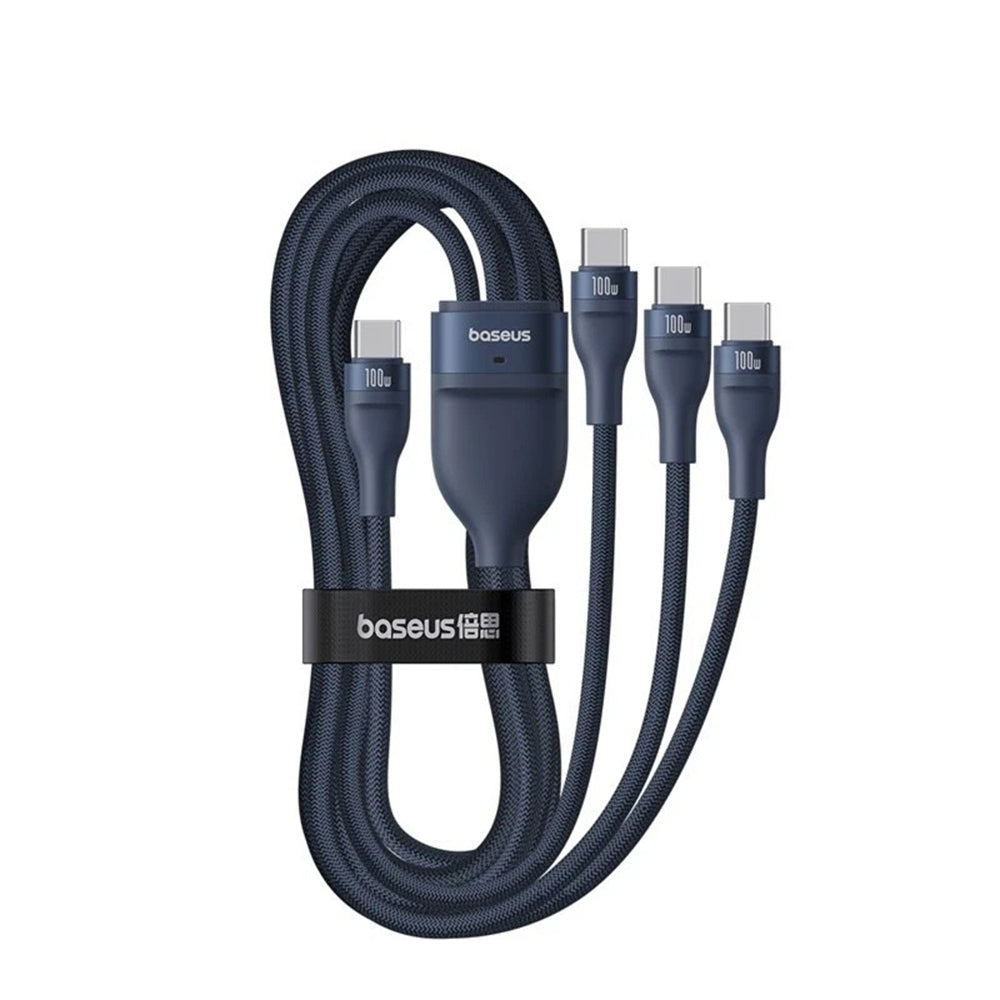 USB-C Oplaadkabel - 3 x USB-C Baseus Flash Series III 3in1, 100W, 1.5m, Blauw P10377503321-00