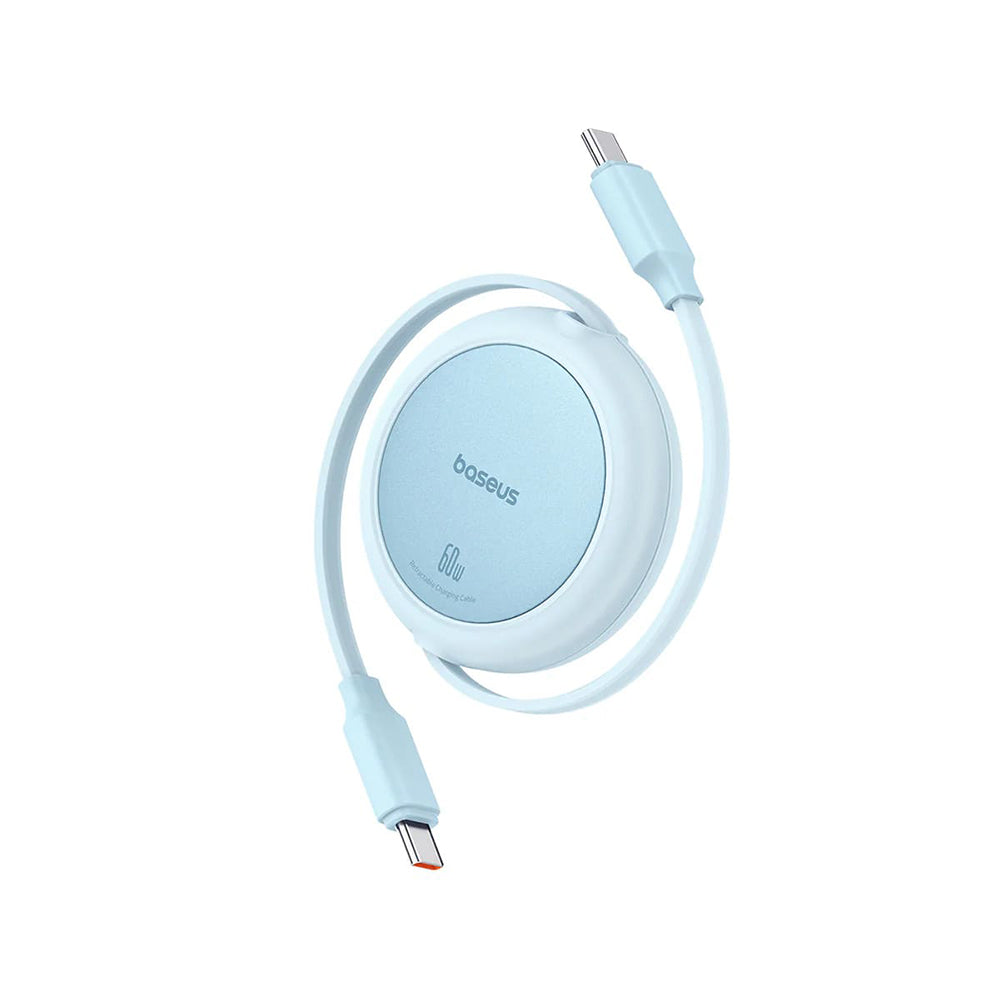 USB-C Data- en Oplaadkabel - USB-C Baseus Free2Pull Mini Intrekbaar, 60W, 1m, Blauw P10364500311-01