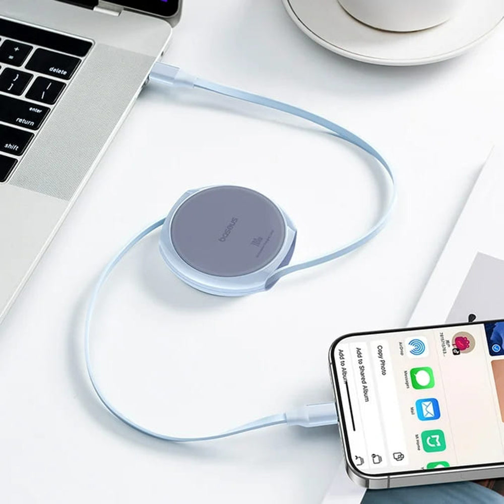 USB-C Data- en Oplaadkabel - USB-C Baseus Pathfinder Intrekbaar, 100W, 1m, Blauw P10368400311-00