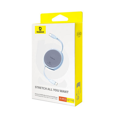 USB-C Data- en Oplaadkabel - USB-C Baseus Pathfinder Intrekbaar, 100W, 1m, Blauw P10368400311-00