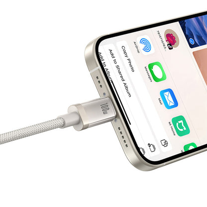 Data- en Oplaadkabel USB-C - USB-C Baseus Titanium, 100W, 2m, Zilver P10378100G21-01