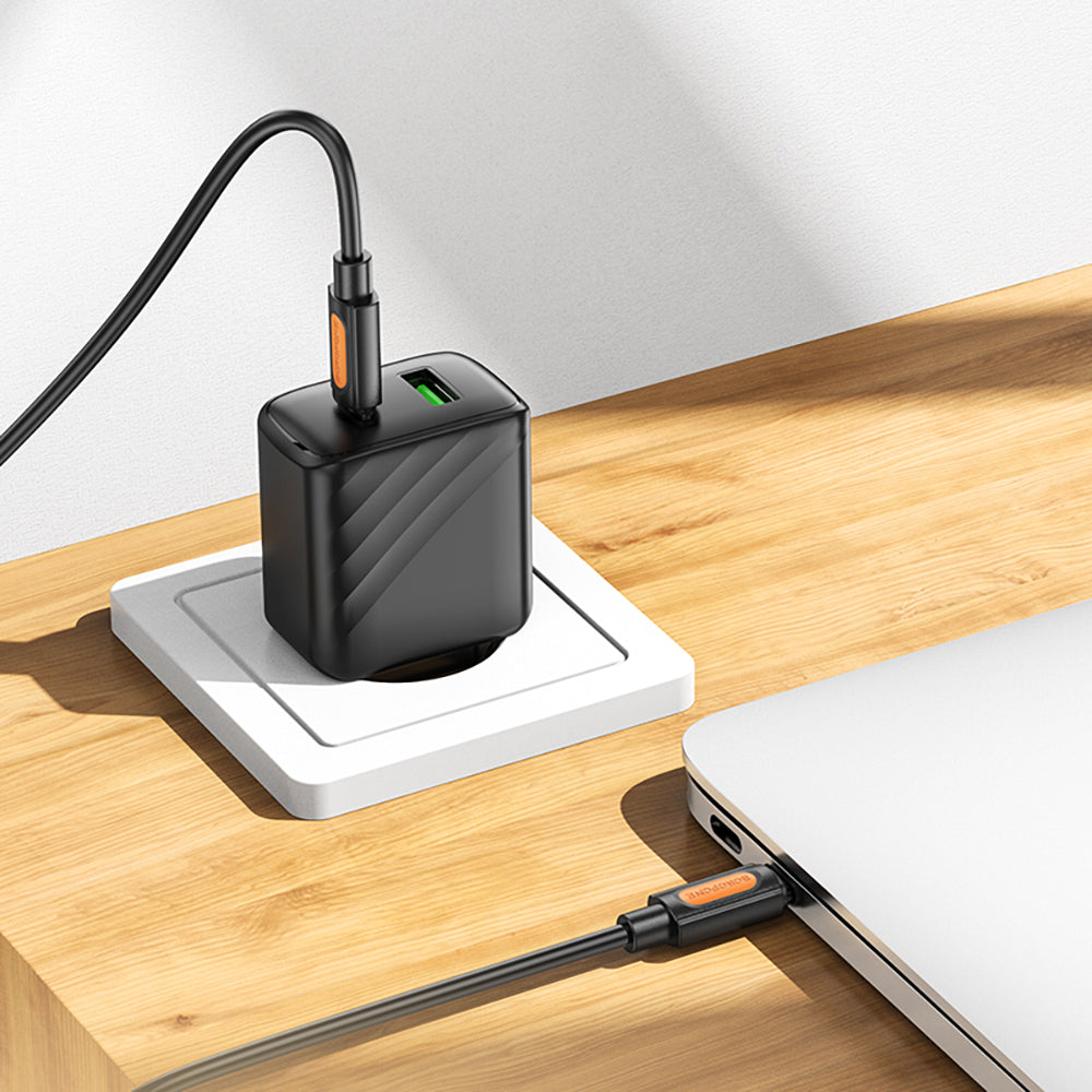 USB-C Data- en Oplaadkabel - USB-C Borofone BX114 Silicone, 60W, 1m, Zwart