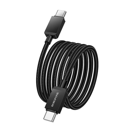 USB-C Data- en Oplaadkabel - USB-C Borofone BX120 Placer, 60W, 1m, Zwart