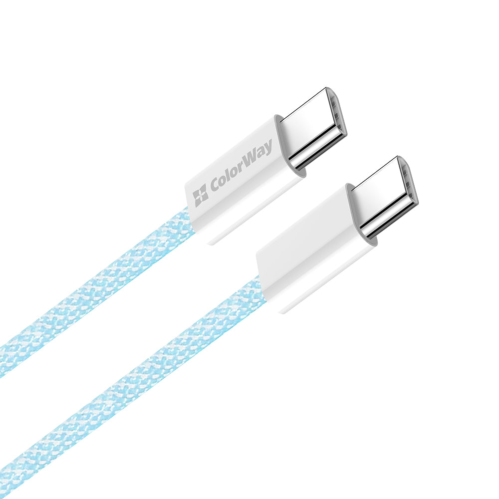 Data- en Oplaadkabel USB-C - USB-C ColorWay CW-CBPDCC061, 60W, 1m, Blauw