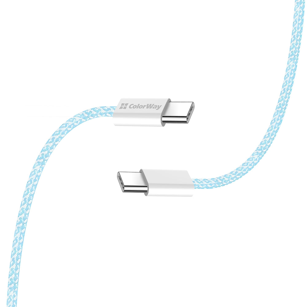 Data- en Oplaadkabel USB-C - USB-C ColorWay CW-CBPDCC061, 60W, 1m, Blauw